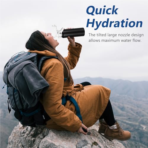 White Flip Top Replacement Lid for Hydro Flask Wide Mouth Bottles - Button Lock & Soft Handle