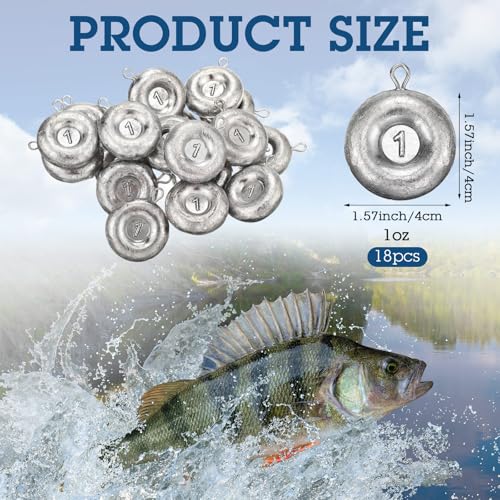 18 Pack Fishing Sinkers No Roll Disc Weights for Surf & Lake Fishing