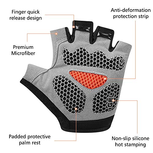 Accmor Half Finger Cycling Gloves Black Large Men Women Bike Gloves Shock Absorbing