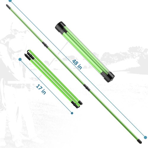 SLinBeiBy 2 Pack Premium Golf Alignment Sticks, 48 Inches Fluorescent Green Golf Training Aid for Aiming, Putting, Full Swing, Collapsible Golf Swing Trainer with Clear Tube Sleeve for Easy Carrying