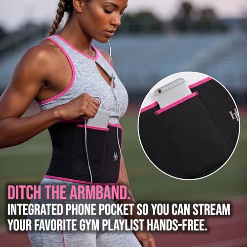 Large Black Pink Sweat Waist Trainer for Women & Men - Belly Fat Stomach Wrap