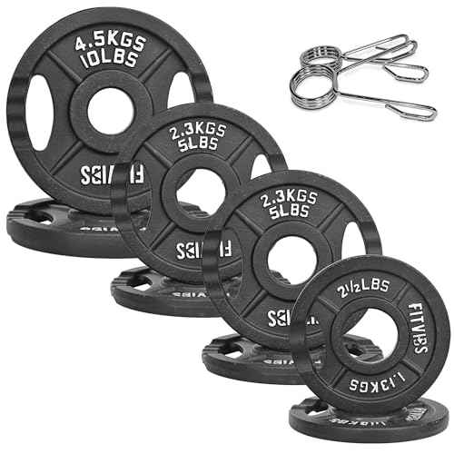 Fitvids Cast Iron 2-Inch Olympic Plate Weight Plate for Strength Training and Weightlifting, Multiple Sizes