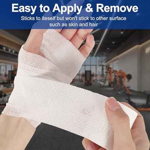 24 Pack White Self Adhesive Bandage, 2¡± x 5 Yards Medical Wrap, Cohesive Bandage Wrap, White Tape Baseball, Self Stick Bandage Tpae, First Aid Gauze for Ankle, Leg, Arm