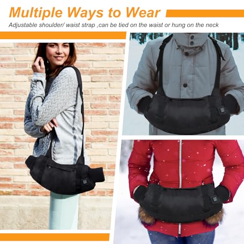 Electric Heated Hand Warmer Pouch with Double Sided Heating - Black