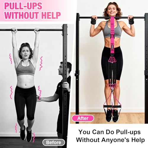 Purple Resistance Bands for Pull Up Assistance - Heavy Duty Exercise Set with Handles & Door Anchor