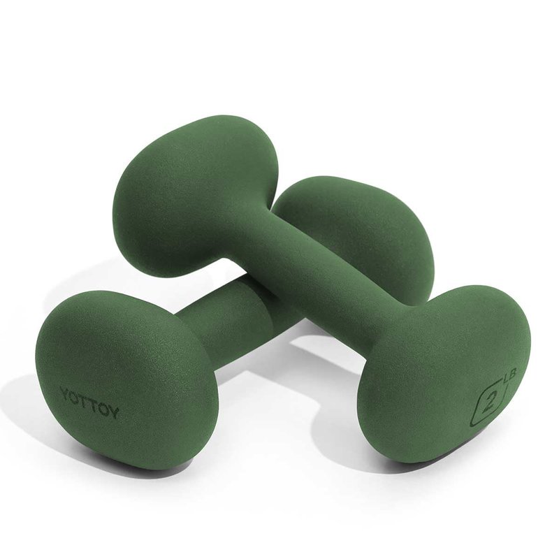 YOTTOY Weights Dumbbells Set for Women,2 Pound Dumbbells Set of 2, Non-Slip Hand Weights for Home Workouts, Portable Strength Training Neoprene dumbbell (Green, 2LB-Pair)