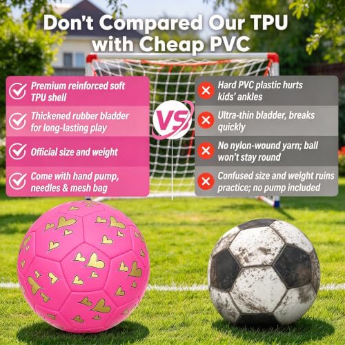 Soccer Ball Size 3 for Girls Little Kids - Golden Love, Ages 3-7