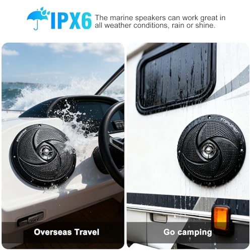 Black Waterproof Marine Speakers 5.25-Inch, 160W 2-Way Outdoor Boat Audio Set