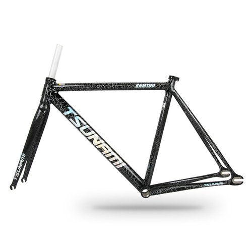 BSFHQS 700C Fixed Gear Bike Frameset 49 52 55 58CM Aluminum Alloy Bike Frame Racing Track Bike C Brake Frame 100/120mm Quick Release(Black Gray,52cm)