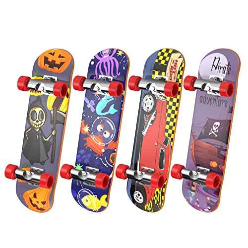 4 PCS Finger Toys Professional Finger Boards Mini Skateboard Fingerboards for Creative Fingertips Movement, Skateboard Educational Toys Party Favors Novelty Toys for Kids Boys Girls Gifts