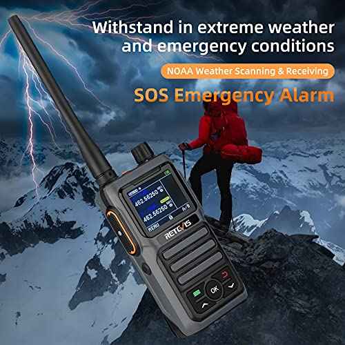Retevis RB17P GMRS Handheld Radio, Rechargeable Long Range Walkie Talkies for Adults with SOS Siren, NOAA Weather Alert, 2200mAh Battery, GMRS Two Way Radio for Off-Roading, Camping (2 Pack)