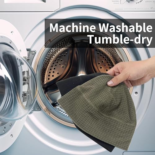 2 Pack Grid Fleece Beanie Watch Cap Waffle Tactical Beanie Multi-Season Army Military Fleece Hat, All Weather Gear