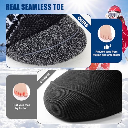 Merino Wool Ski Socks Women Men,2 Pairs Knee High Winter Warm Skiing Socks Performance Thermal Snowboarding Socks