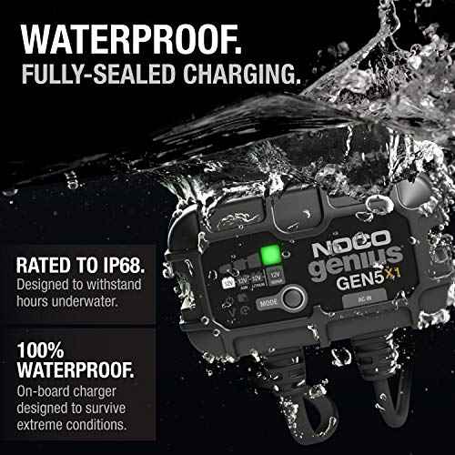 NOCO Genius GEN5X1: 1-Bank, 5A Onboard Battery Charger - 5A Per Bank, 12V Waterproof Marine Charger with Overcharge Protection & Temperature Compensation ? for Lead-Acid & Lithium Batteries