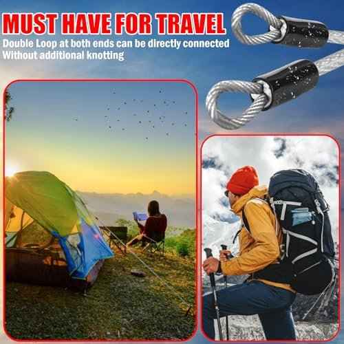 4FT/6FT/10FT/15FT Cable Locks with Combination 1/8 inch Security Cable with Loops for Fence Luggage Gym Locker Cabinet