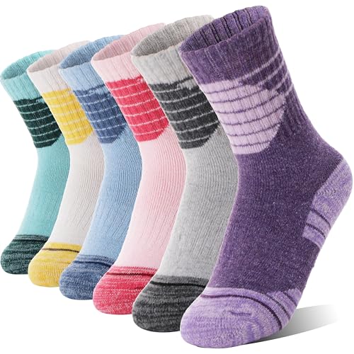 Kids Toddler Boys Girls Merino Wool Hiking Crew Socks Assorted 8-12 Years