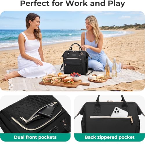 Insulated Lunch Bag for Women - Large Leakproof Green Tote with Multiple Pockets