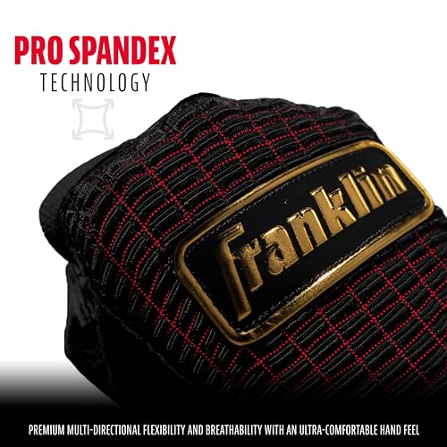 Adult Large Black and Gold Baseball Batting Gloves - Pro Classic Franklin Sports