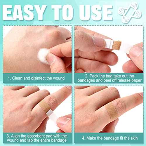 Funtery 200 Pcs Fabric Bandages 0.59" X 1.77" Rectangle Flexible Adhesive Small Face Bandages with Non Stick Pad Latex Free Oval Spot for Skin Wound Care