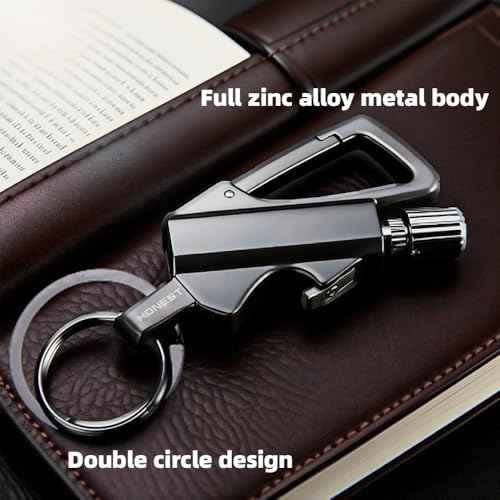 Permanent Match Bottle Opener Metal Keychain Lighter, Reusable Survival Fire Starter Lighter, Emergency Waterproof Striker Stick Kit, Great for Camping, BBQ, and Adventures (GRAY-2Pcs)