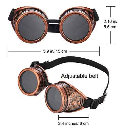 Frienda 3 Pcs Retro Steampunk Cyber Goggles Glasses Mad Scientist Goggles Vintage Victorian Sunglasses Gothic for Cosplay Costumes Adult Women Men(3 Packs)