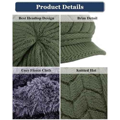 Newcotte Women Winter Hat Knitted Caps with Visor 2025 Warm Hats for Women Beanies for Winter Cold Weather