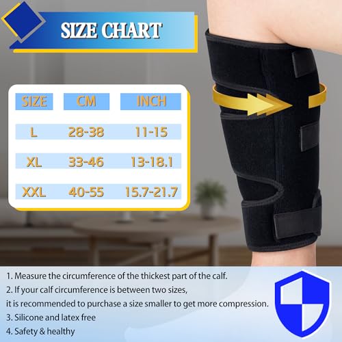 Hiball Adjustable Calf Brace Support for Men Women - Black, XX-Large