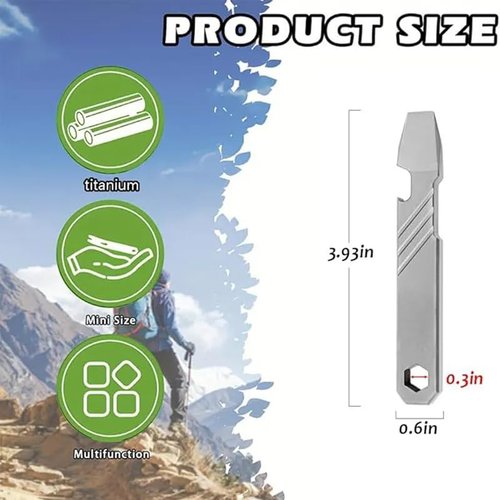 Titanium EDC Pry Bar Tool – 4” Pocket Prybar with Bottle Opener, Flathead Screwdriver, Box Opener & Scraper – Compact Multi Tool for Everyday Carry