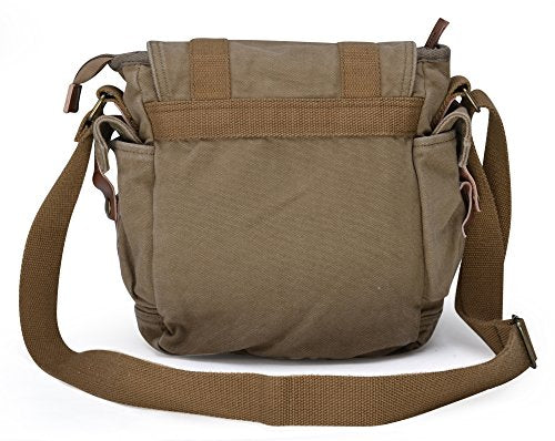GOOTIUM Small Canvas Messenger Bag - Medium Field Tan Vintage Shoulder Satchel