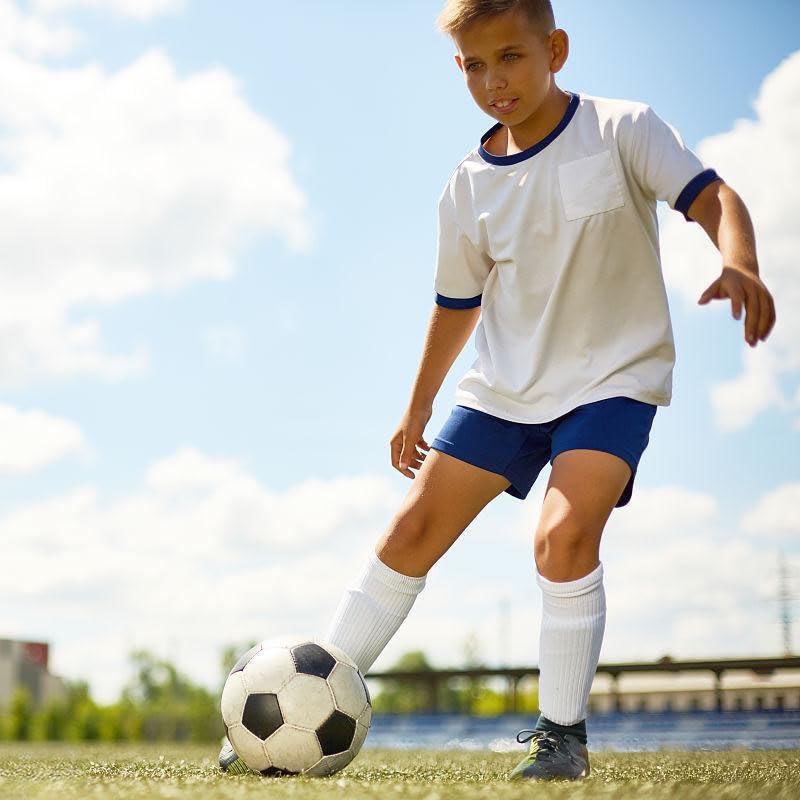 Kids Soccer Socks with Shin Guard Sleeves Set - Black and White, Anti-Slip Grip, Ages 7-14