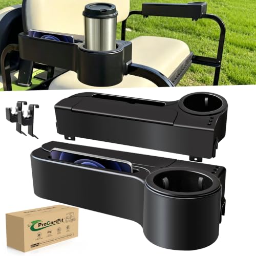 5-in-1 Golf Cart Rear Seat Armrest with Cup Holders & Storage - Black