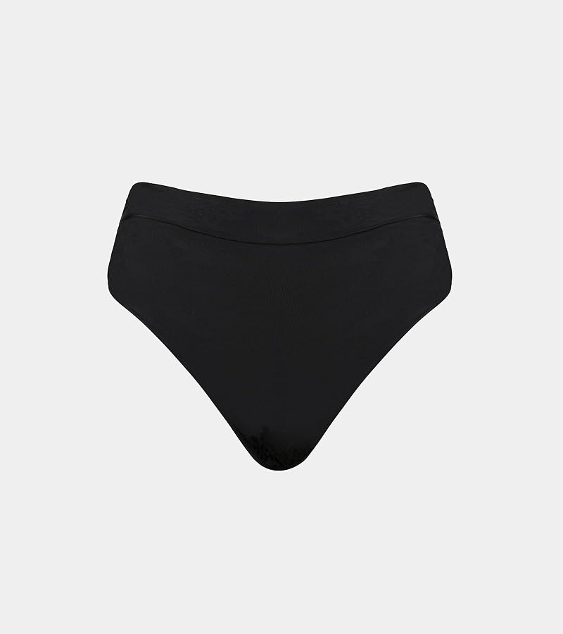 Cupshe Women's Bikini Bottom Mid Rise Standard Swim Bottom - Black, Medium