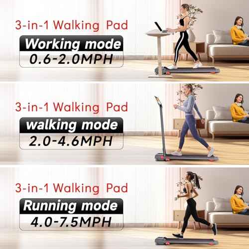 Walking Pad Treadmill with Incline and Handle Bar, 7.5MPH Under Desk Treadmill for Home Office, 360 Lbs Capacity Portable Treadmills with Remote Control, Led Display