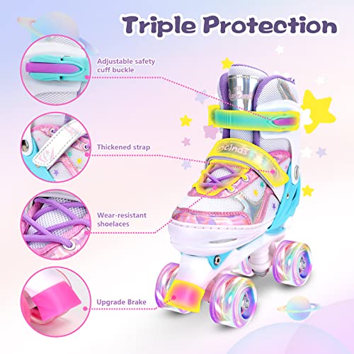Pink Toddler Adjustable Roller Skates for Girls Kids Size 7C-10C with Light-Up Wheels - Baby & Toddler