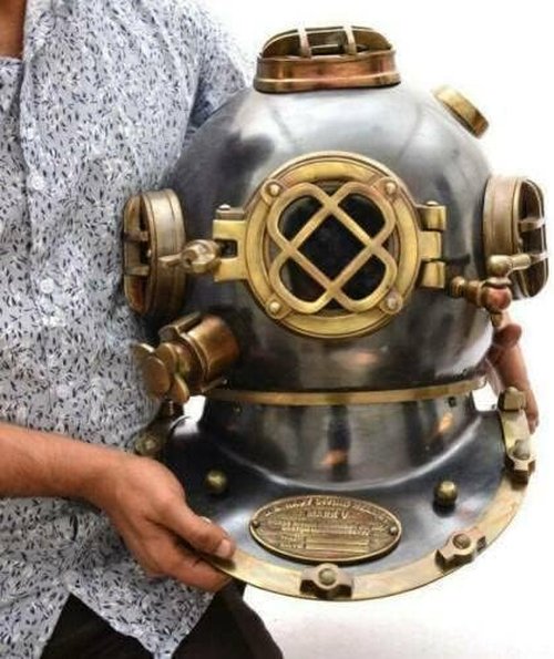 Helmet Diving Navy Divers Deep Sea Mark V Antique Vintage Us Scuba Brass Marine