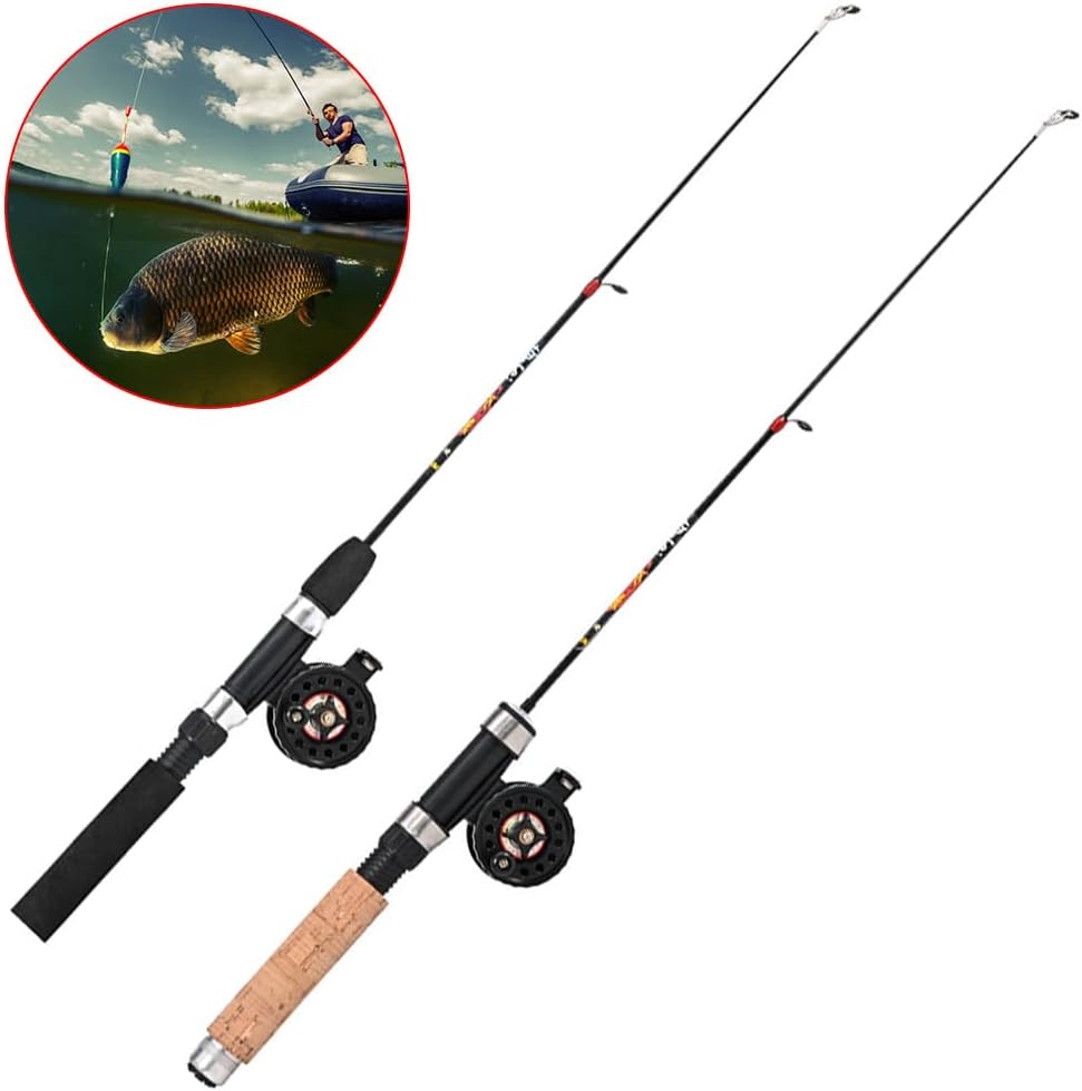 1 Set Fishing Rod with Fishing Reel Short Portable Winter Outdoor Ice