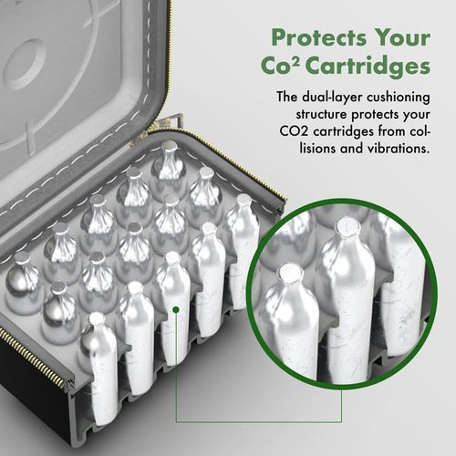 SHBC 12g Co2 Cartridges Case Safe for Airsoft Pistol Hunting BB Gun Silent Travel Organizer Holder Compatible with Crosman Umarex, Protect Bullets,Black