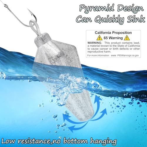 Fishing Pyramid Weights Rhombus Lead Sinkers 1oz 10pcs - Suitable for Saltwater & Freshwater