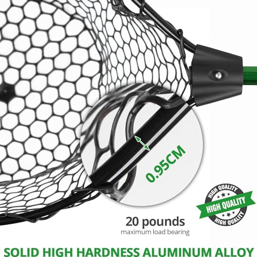 Telescoping Rubber Fishing Net with Handle - 20.3x16 Inch Hoop, L Size