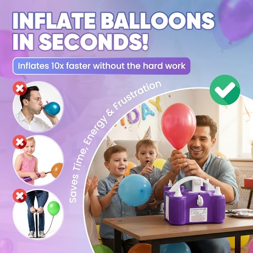 Electric Balloon Pump 4-in-1 with Triple Ports for Balloons, Sports Balls, Inflatable Toys