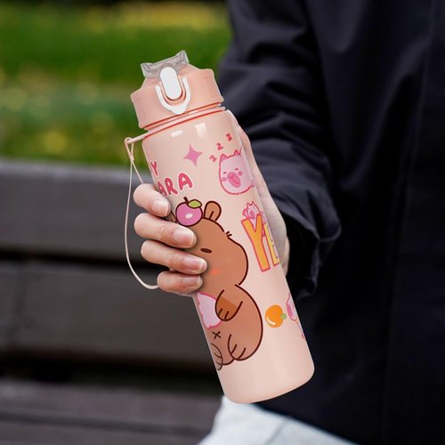 Gifts Capybara Tumbler Cute Thermo for Girls, Teens, Women, 700ml Capybara Drinking Bottle with Straw Travel Water Cup Large Capacity Kawaii Water Bottle for Outdoor Activities