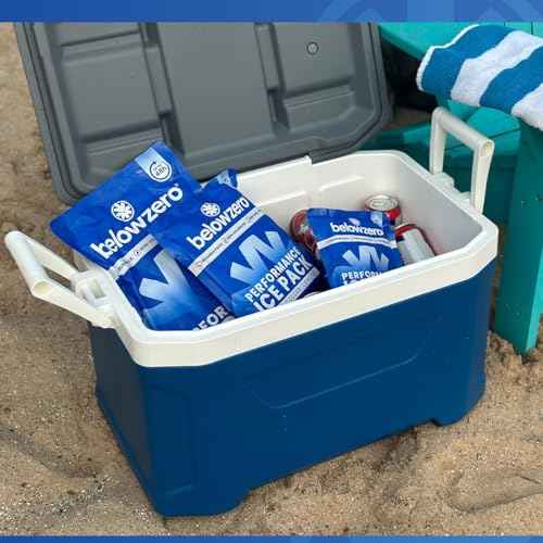 Below Zero Prefilled Reusable Ice Packs for Coolers | Long Lasting Freezer Ice Blocks for Camping, Lunch Bags & More | 48 Hour Cooler Ice Pack Technology