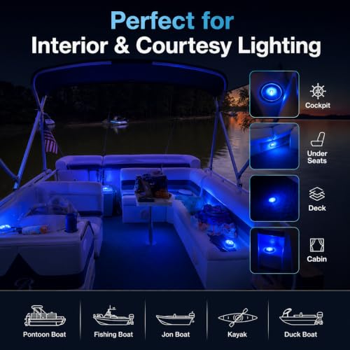 Wireless Waterproof RGB Marine LED Boat Lights - 8 Pack, Remote Control