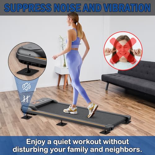 6 Pack 4x4x0.2 Inch Non-Slip Treadmill Mat Pads for Floor Protection
