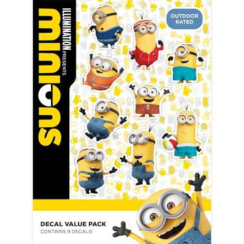 Despicable Me Minions Car Decals - Set of 9 Bob Stuart Kevin Vinyl Stickers for Truck Water Bottle Bike Helmet Laptop Skateboard - Outdoor Rated Water Resistant Vinyl Decals