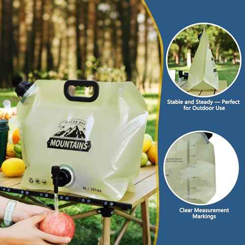 Camping Water Jug 2.1 Gallon Collapsible Water Container Portable Water Bag for Travel Outdoor Hiking BPA Free Lightweight (Beige (2.1Gal), 1)