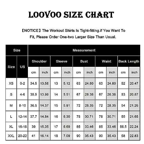 Loovoo Women Workout Shirts 1/2/3 Pack Athletic Compression Tee Dry Fit Yoga Gym Basic Tops