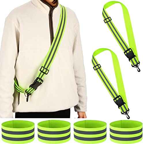 Saintrygo 6 Pcs Reflective Sash for Walking at Night Reflective Strap Arm Band High Visibility Belt Safety Ankle Strap for Visibility Vest Clothing Running Gear