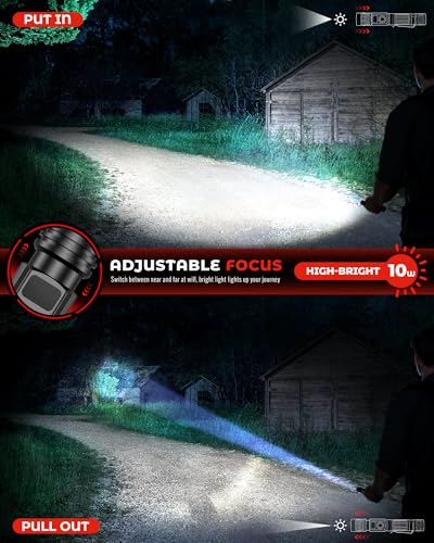 High Lumens Rechargeable LED Flashlight with Power Display, Waterproof, Focusable