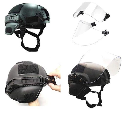 Lightweight Airsoft Helmet with Transparent Visor, Goggles and Full Face Mask, Outdoor Tactical Gear, for CS BB Paintball Hunting A